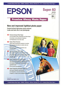 EPSON fotópapír, tintasugaras, A3+, 255 g, egyoldalas, fényes, Premium Glossy, S041316