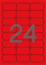 APLI etikett, A4, 64x33,9 mm, 3 pályás, fluo piros