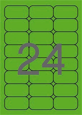 APLI etikett, A4, 64x33,9 mm, 3 pályás, fluo zöld