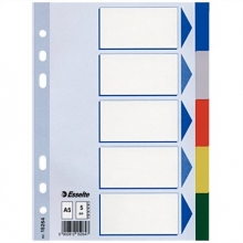 ESSELTE elválasztó lap, A5, műanyag, 5 részes, színes, E15264