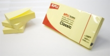 APLI jegyzettömb, öntapadós, 38x51 mm, 100 lapos, sárga