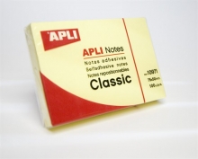 APLI jegyzettömb, öntapadós, 75x50 mm, 100 lapos, sárga