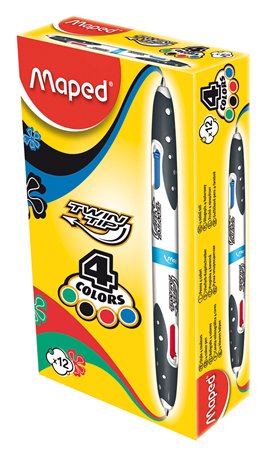 MAPED golyóstoll, 1 mm, eldobható, 2 végű, 2-2 szín, TWIN TIP