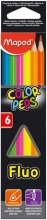 MAPED színes ceruza készlet, háromszögletű, Color'Peps fluo, 6 db-os