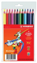 STABILO színes ceruza készlet, háromszögletű, Trio, 12 db-os, vastag