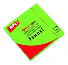 APLI jegyzettömb, öntapadós, 75x75 mm, 100 lapos, neon zöld