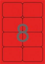 APLI etikett, A4, 99,1x67,7 mm, 2 pályás, kerekített sarkú, neon piros