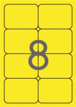 APLI etikett, A4, 99,1x67,7 mm, 2 pályás, kerekített sarkú, neonsárga