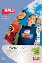 APLI vasalható fólia, A4, tintasugaras nyomtatóhoz, színes vagy fekete pólóra