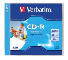 VERBATIM CD-R, 700 MB, 80 min, 52x, normál tokban, szélesen nyomtatható ID