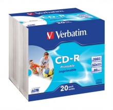 VERBATIM CD-R, 700 MB, 80 min, 52x, vékony tokban, szélesen nyomtatható, ID