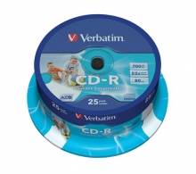 VERBATIM CD-R, 700 MB, 80 min, 52x, hengeren, szélesen nyomtatható, ID