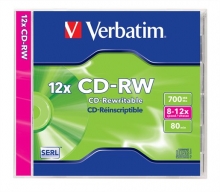 VERBATIM CD-RW, 700 MB, 8-12x, újraírható, normál tokban