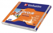 VERBATIM DVD-R, 4,7 GB, 16x, normál tokban, nyomtatható