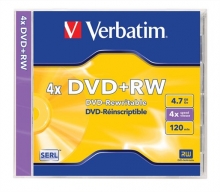 VERBATIM DVD+RW, 4,7 GB, 4x, normál tokban