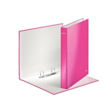LEITZ gyűrűskönyv, A4, 40 mm, 2 gyűrűs, karton, lakkfényű, rózsaszín