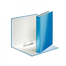 LEITZ gyűrűskönyv, A4, 40 mm, 2 gyűrűs, karton, lakkfényű, kék
