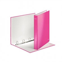 LEITZ gyűrűskönyv, A4, 40 mm, 4 gyűrűs, D alakú, karton, lakkfényű, Wow, rózsaszín