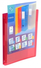 VIQUEL gyűrűskönyv, A4, 25 mm, 4 gyűrűs, PP, panorámás, Propyglass, piros