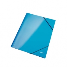 LEITZ gumis mappa, A4, 15 mm, karton, lakkfényű, Wow, kék