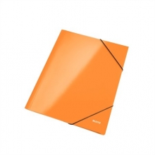 LEITZ gumis mappa, A4, 15 mm, karton, lakkfényű, Wow, narancssárga