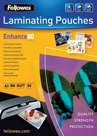 FELLOWES lamináló fólia, A3, 80 mikron, matt