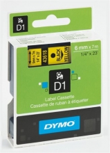 DYMO kazetta, 6x700 mm, D1 fekete/sárga