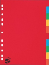5 STAR elválasztó lap, A4, karton, 10 részes, színes