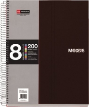 MIQUELRIUS spirálfüzet, A5, 200 lapos, PP borítós, Note book 8, fekete, kockás