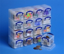 REALLY USEFUL BOX tárolódoboz, műanyag, 16x0,14 liter, átlátszó, aprócikkek számára