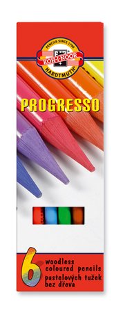 KOH-I-NOOR színes ceruza készlet, kerek, Progresso, 6 db-os, 8755/6, famentes