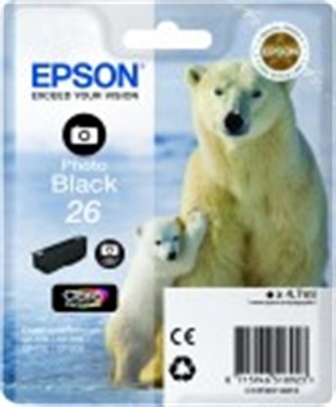 EPSON T26114010 fotópatron, XP 600, 700, 800, fekete, 4,7ml