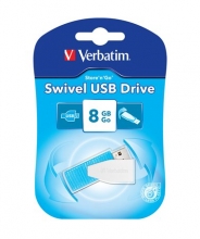 VERBATIM pendrive, 8 GB, USB 2.0, 8/2MB/sec, Swivel, kék