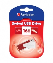 VERBATIM pendrive, 16 GB, USB 2.0, 8/2MB/sec, Swivel, Piros