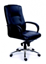 MAYAH főnöki szék, bőrborítás, hintamechanikával, króm lábkereszt, Enterprise, fekete