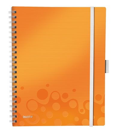 LEITZ spirálfüzet, A4, 80 lap, Wow Active, narancssárga, kockás