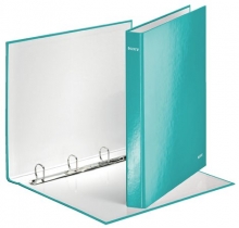 LEITZ gyűrűs könyv, 4 gyűrű, D alakú, 40 mm, A4 Maxi, karton, lakkfényű, Wow, jégkék
