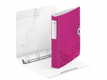 LEITZ gyűrűs könyv, 4 gyűrű, D alakú, 52 mm, A4, PP, Active Wow rózsaszín