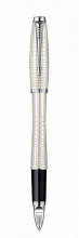 PARKER golyóstoll, 0,5 mm, kupakos, ezüst színű klip, gyöngyházfehér tolltest, Urban Premium 5th, fekete
