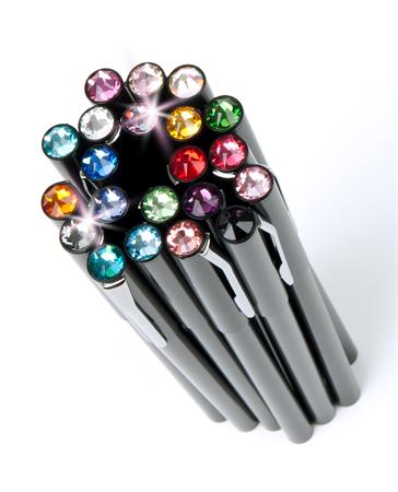 SWAROVSKI golyóstoll, Crystals, fekete, mágneses, tavasz zöld kristállyal 14cm