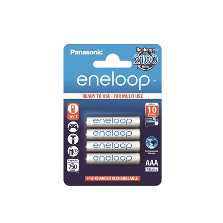 PANASONIC tölthető elem, AAA mikro, 4x750 mAh Eneloop
