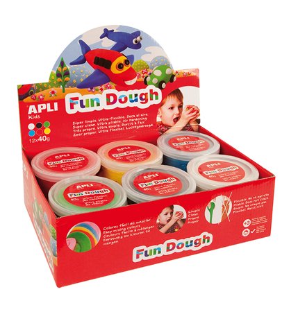 APLI gyurma, 480 g, Fun Dough, display, alap színek