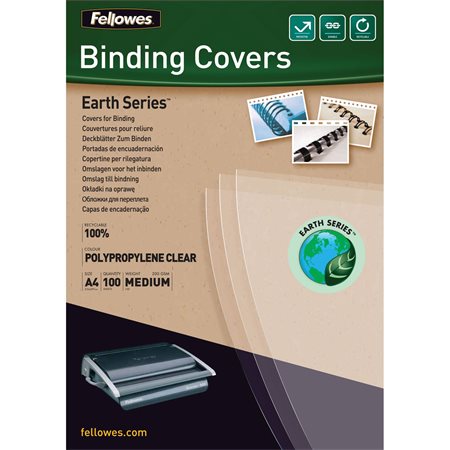FELLOWES előlap, A4, 200 mikron, polipropilén, 100% újrahasznosítható Earth Series™, víztiszta