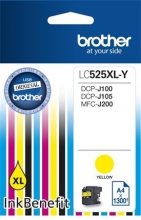 BROTHER lC525XLY Tintapatron DCP-J100, J105 nyomtatókhoz, sárga, 1300 oldal