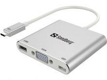 SANDBERG VGA - USB-C multi adapter, USB 2.0, USB 3.0