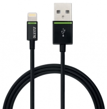 LEITZ USB kábel, iPhone/iPod/iPad készülékhez, 30 cm, lightning, Complete, fekete