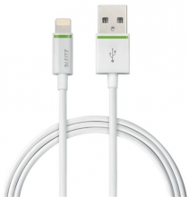 LEITZ USB kábel, iPhone/iPod/iPad készülékhez, 2 m, lightning, Complete, fehér