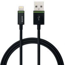 LEITZ USB kábel, iPhone/iPod/iPad készülékhez, 2 m, lightning, Complete, fekete