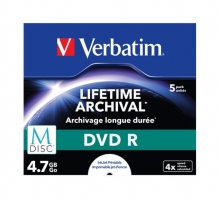 VERBATIM dVD R lemez, archiváló, nyomtatható, M-DISC, 4,7 GB, 4x, normál tok