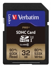 VERBATIM memóriakártya, SDHC, 32 GB, Class 10 UHS-I, 90/80MB/sec PRO+